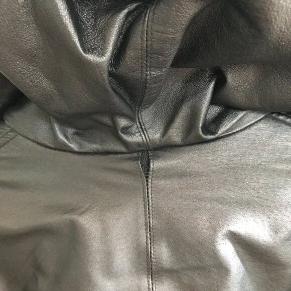 Wilsons Black Fur-lined Leather jacket with hood, M - Picture 7 of 8